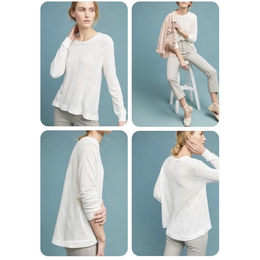Anthropologie Sleep Till Noon Breezy Sunday Tunic Top M Moss Green Long Sleeve - Picture 9 of 10